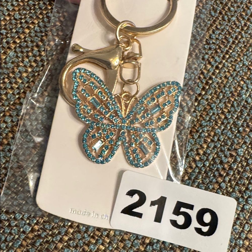 2159 Rhinestone Butterfly Key Ring, Bag Charm